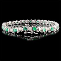 1.80ct Emerald & 0.25ct Diam Bracelet in 14K WG