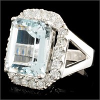 14K Gold Aquamarine & Diamond Ring - 6.57ctw