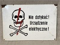 Porcelain Electrical Warning Sign (Polish)