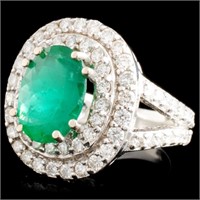 2.32ctw Diamond & 3.69ct Emerald Ring in 14K Gold