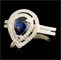 0.99ct Sapphire & 0.29ctw Diamond Ring in 14K Gold