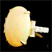 18K Gold Ring: 6.15ct Opal & 0.71ctw Diamonds