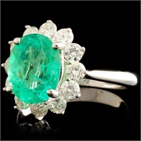 18K Gold Ring: 2.20ct Emerald, 0.89ctw Diamonds