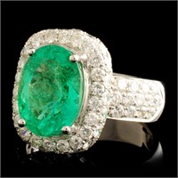 Emerald & Diam Ring: 18K Gold, 3.60ct and 2.27ctw