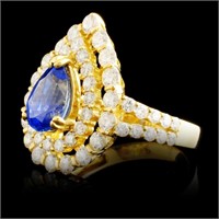 18K Gold Ring: 2.18ct Sapphire & 1.91ctw Diam