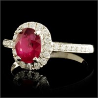 18K Gold Ring with 1.11ct Ruby & 0.29ct Diamonds