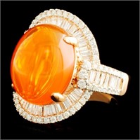 18K Gold Opal & Diamond Ring: 6.75ct & 1.68ctw