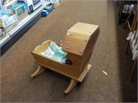 Rocking Wood doll Bed 20x17x18"