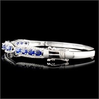 14K Gold Bangle 3.60ct Sapphire & 0.63ctw Diam