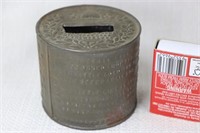 Money Box -Tin with Bee Hive and Bee Poem Industry