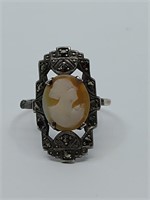 Antique Sterling Silver Cameo Ring