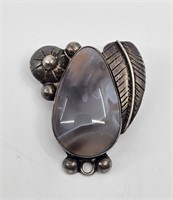 Vintage Navajo Sterling Silver Brooch Pendant set