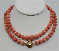 Rose Coral Necklace with 18K Gold Clasp