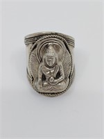 Large Sterling Silver Boudha Ring
