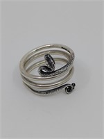 Vintage Sterling Silver Snake Ring, Signed BMP