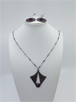Remy Dis, Modernist Pewter Necklace and Earrings