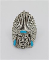 Ted Ott, Navajo Sterling Silver Indian Chief Head