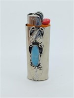 Vintage Navajo Lighter Holder set with Turquoise