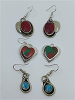 Set of 3 Pair of Navajo Earrings set with