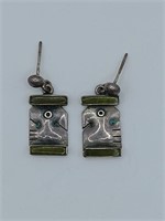 Modernist .950 Silver Enameled Earrings, Signed