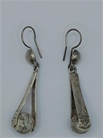 Vintage Navajo Sterling Silver Earrings set with