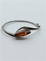 Vintage Polish Sterling Silver Amber Bracelet,
