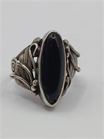 Vintage Navajo Sterling Silver Onyx Ring