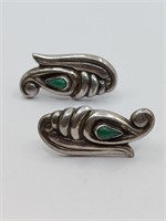Vintage Mexican Sterling Silver Jade EarringsÊ