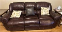 Brown Leather Sofa - Dual Reclining