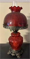 Vintage Ruby Red Parlor Style Lamp