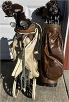 (2) Vintage Golf Bags and Clubs