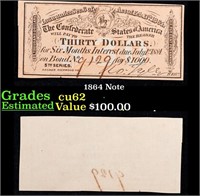 1864 5th Series Thirty Dollars Note Grades Select