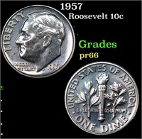 Proof 1957 Roosevelt Dime 10c Grades GEM+ Proof