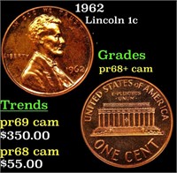 Proof 1962 Lincoln Cent 1c Grades GEM++ Proof Came