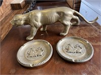 Brass jaguar & small unicorn plates