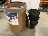 Cardboard drum w/ plastic planters