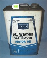 Vintage sears all weather motor oil avertising can
