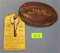 Vintage car key with Atlantic city NEA key holder