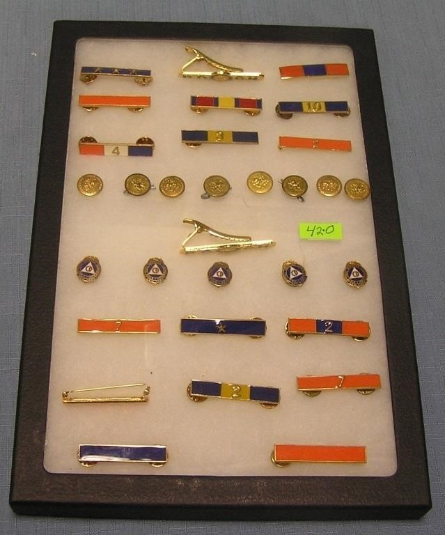 Vint. police buttons, medals, ribbon bars & more