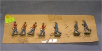7 piece antique hand painted toy soldier set