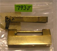 Antique solid brass oriental  lock and key set