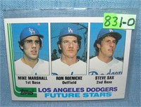 Mike Marshall, Steve Sax, Ron Roenicke baseball ca