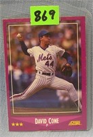 Vintage David Cone rookie baseball card