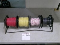 4 partial spools 12Awg wire and rack