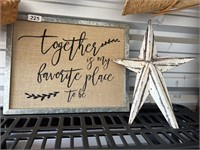 Burlap Sign w/Decorative Star U232