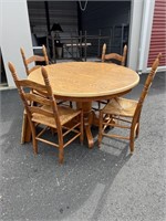 48" Dining Table w/16" Leaf, 4 Chairs U245