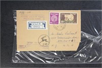 Israel Stamps #59 and 72 on a Jan 5 1953 Registere