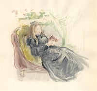 Berthe Morisot pochoir "Jeune femme sur le sofa"