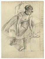 Edgar Degas pochoir "Danseuse rajustant son brodeq