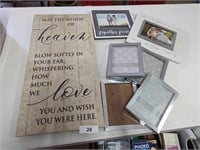 Wooden Sign & Picture Frames